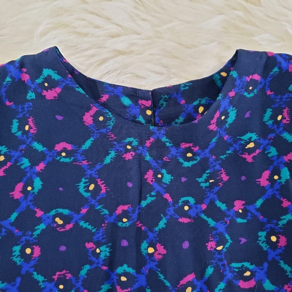VGUC Vintage Miss Sophisticates by Pendleton Geometric Spring Blue Pink Size M-L - Picture 4 of 10